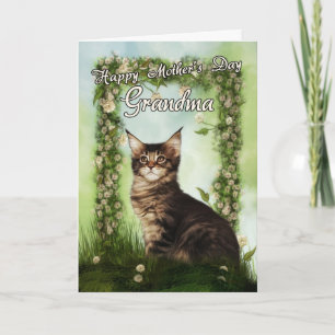 Cartão Grandma Mother's Day Card With Cute Cat