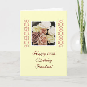 Cartão Grandma's birthday roses pastel