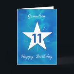 Cartão Grandson 11 Birthday Star Blue Água Verde<br><div class="desc">Celebre o aniversário de 11 do seu neto com um cartão que brilha tão intensamente quanto ele! A impressionante mistura de cor d'água de blues, chaleiras e verdes estabelece um palco vivo, enquanto a brilhante estrela branca do centro emite raios brilhantes, simbolizando sua confiança e energia crescentes. Este cartão é...</div>