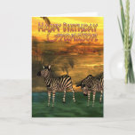 Cartão Grandson Birthday Card Zebras In Water<br><div class="desc">Grandson Birthday Card Zebras In Water</div>