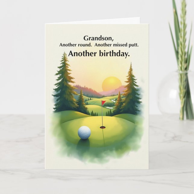 Cartão Grandson Funny Golf Birthday Missed Putt Humor (Frente)