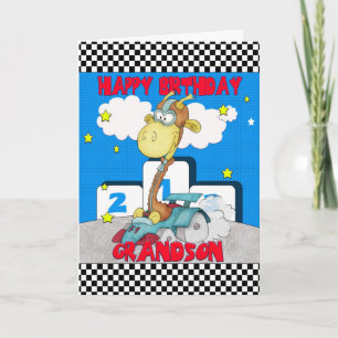 Cartão Grandson Giraffe Birthday Card - Racing Giraffe