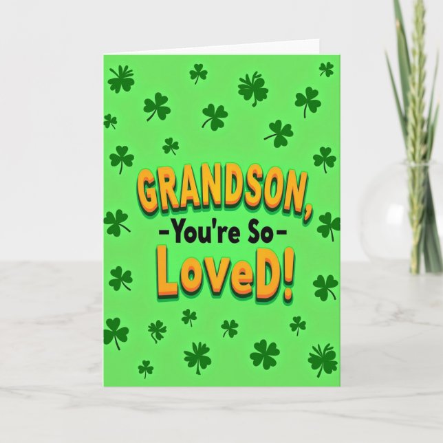 Cartão Grandson Loved Bold Text Card (Frente)