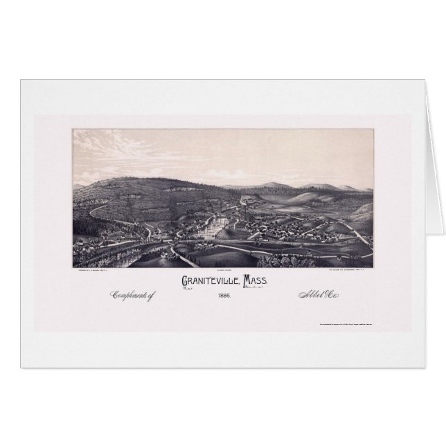 Cartão Graniteville, mapa panorâmico das MÃES - 1886 (Frente Horizontal)
