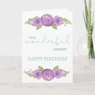 Cartão Granny Birthday Card - Flor de Aquarela Puro