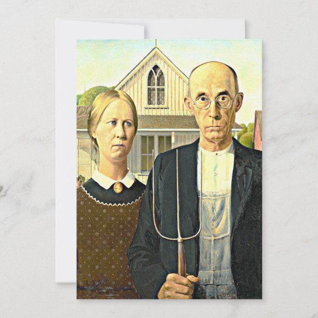 Cartão Grant Wood - American Gothic, (Frente)