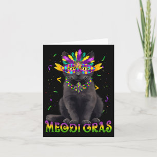 Cartão Gras Meowdi Mardi Gras Amante de Gatos Nova Orlean