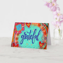 Cartão Grata Bonito Diversão Floral de Corações Inspiraci