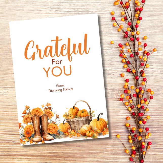 Cartão Grateful Flowers e Pumpkin Greeting (Criador carregado)