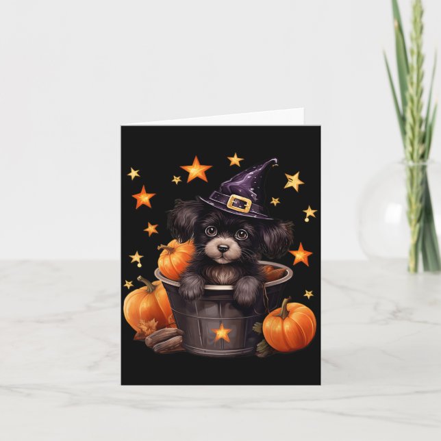 Cartão Grática Única de Mãe de Cachorro no Halloween Feit (Frente)