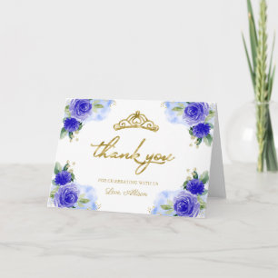 Cartão Gratidão Quinceanera Tiara Floral Azul