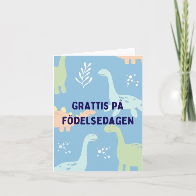 Cartão Grattis på födelsedagen, aniversário da Suécia (Frente)