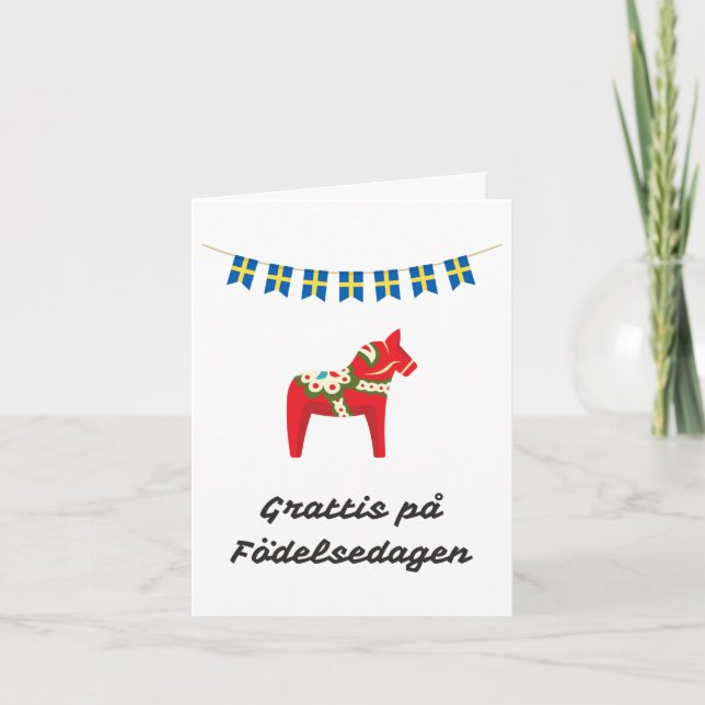 Cartão Grattis på födelsedagen Suécia Aniversário (Frente)