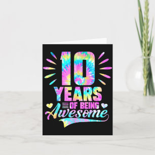 Cartão Gravata-dye de 10 anos de aniversario 10 anos de s