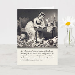 Cartão Grave Engravura Antiga de Jane Austen Carta
