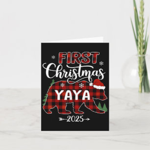 Cartão Gravidez Primeiro Natal Yaya Red Xadrez Bear Sant