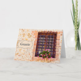Cartão Grazie Obrigado Itália Itália Flor Brick Window