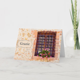 Cartão Grazie Obrigado Itália Itália Flor Brick Window
