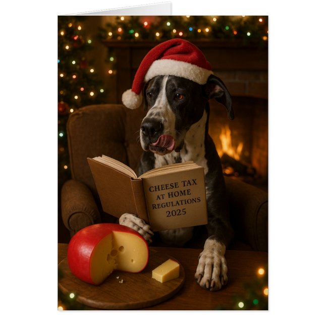Cartão Great Dane 'Cheese Tax' Christmas card (Frente)
