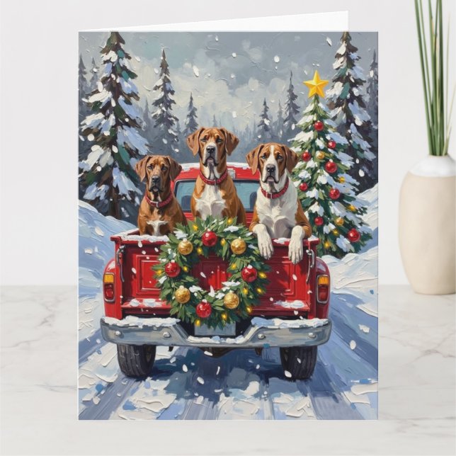 Cartão Great Dane Christmas Red Truck Holiday (Frente)
