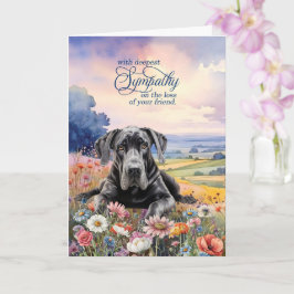 Cartão Great Dane Dog with Wildflowers Pet Sympathy