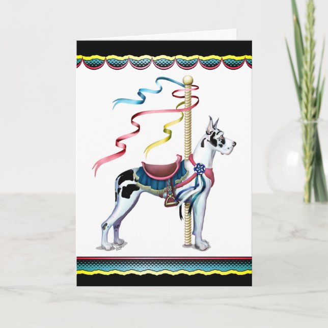 Cartão Great Dane Harlequin Carousel - Personalizado (Frente)