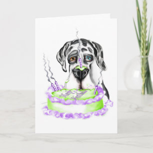 Cartão Great Dane Harlequin UC Birthday Cake