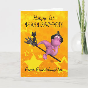 Cartão Great Granddaughter 1st Halloween With Cute Little