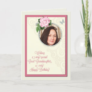 Cartão Great-granddaughter, add a photo,birthday