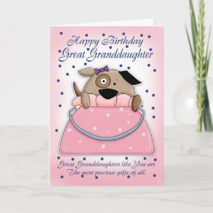 Cartão Great Granddaughter Birthday Card - Cute Purse Pet