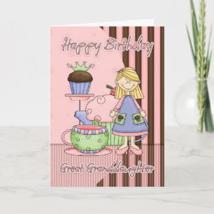 Cartão Great Granddaughter Cute Birthday Card - Cupcakes