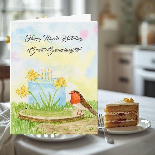 Cartão Great Granddaughter Happy March Birthday Daffodils (Criador carregado)