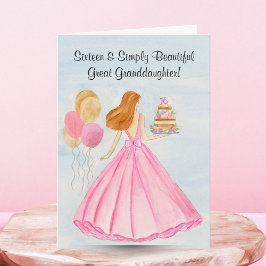 Cartão Great Granddaughter Sweet 16 Birthday Cake Girl