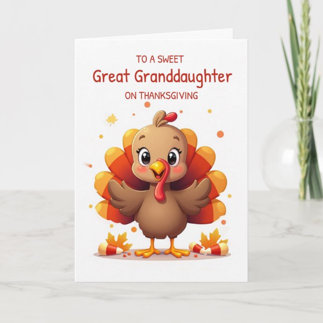 Cartão Great Granddaughter Thanksgiving Sweet Candy Corn (Frente)