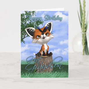 Cartão Great Grandson Birthday Card With Cute Fox And But