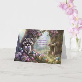 Cartão Great Grandson Cute Raccoon Happy Easter 
