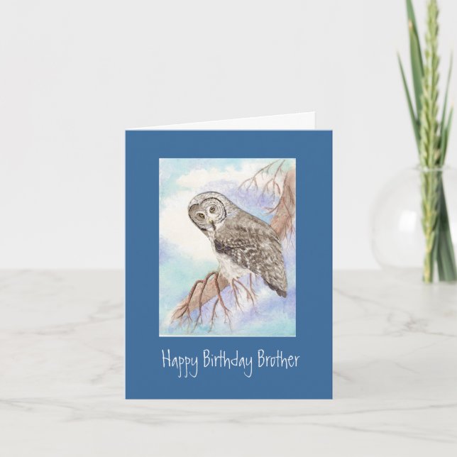 Cartão Great Grey Owl Brother Birthday Card (Frente)