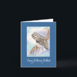 Cartão Great Grey Owl Brother Birthday Card<br><div class="desc">Great gray Owl watercolor is the perfect greeting card for the birder,  owl or wildlife lover. Customize with your own text.</div>