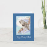 Cartão Great Grey Owl Brother Birthday Card<br><div class="desc">Great gray Owl watercolor is the perfect greeting card for the birder,  owl or wildlife lover. Customize with your own text.</div>