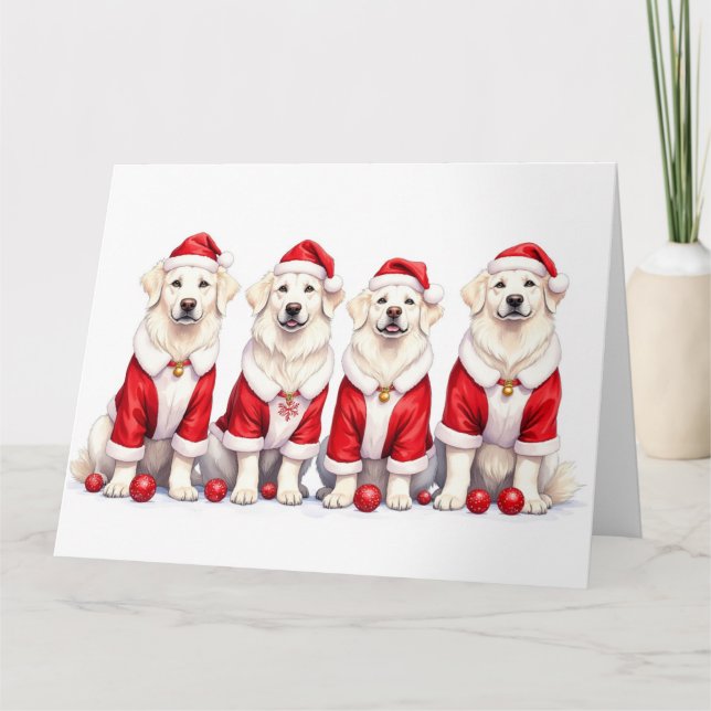 Cartão Great Pyrenees Christmas Dress Santa Hat (Frente)