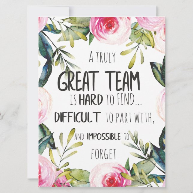 Cartão Great Team thank you gift Amazing team quote (Frente)