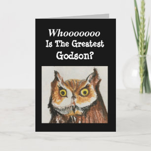 Cartão Greatest Godson Happy Birthday Funny Owl Card