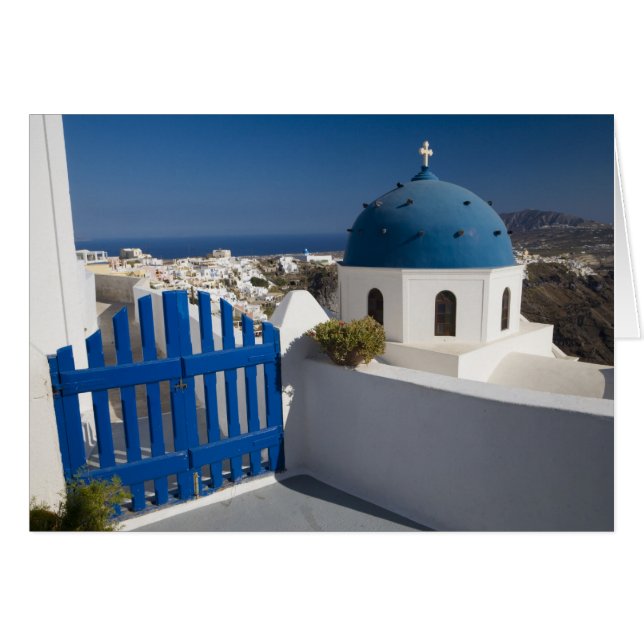 Cartão Grécia e ilha grega de Santorini (Frente Horizontal)