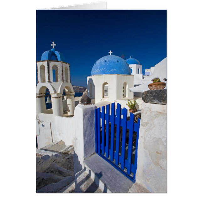 Cartão Grécia e Ilha Grega de Santorini cidade de Oia 3 (Frente)