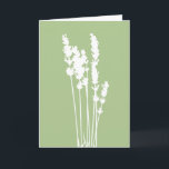 Cartão Green and White Floral Silhouette Greeting Card<br><div class="desc">Beautiful green background with a white silhouetted flower - several stalks of lavender - a simple,  clean card for just about any use.
Blank inside.</div>