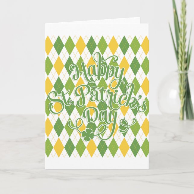 Cartão Green Argyle - Feliz Dia de São Patrício (Frente)