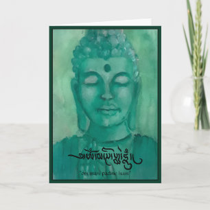 Cartão Green Buddha Blank Greeting Card