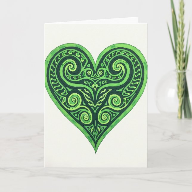 Cartão Green Celtic Heart Art Card (Frente)
