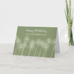 Cartão Green Dandelions Son Birthday<br><div class="desc">Cartão de aniversário para o filho de verde com dentes-de-leão e verso pensativo.</div>