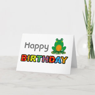 Cartão Green frog happy birthday